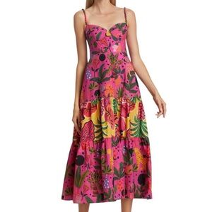 FARM Rio Pink Leopard Midi Dress